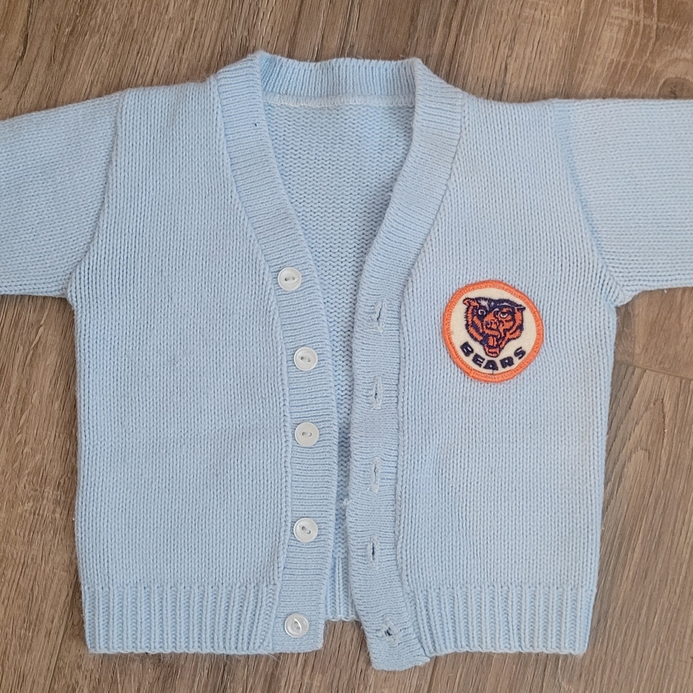 Kids Blue Cardigan with Bear Patch